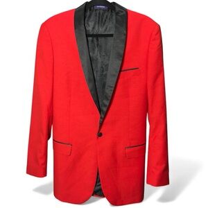 STATEMENT Italy lipstick red sport coat jacket w/black trim Men’s size 38L | k